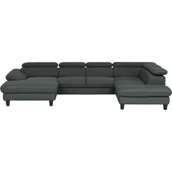 Wohnlandschaft HOME AFFAIRE "Pilot U-Form", schwarz, B:331cm T:108cm, Sofas, mit Kopfteilverstellung, wahlweise mit Bettfunktion und Bettkasten
