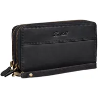 Benthill Geldbörse Damen Echt Leder Gross RFID Portemonnaie Groß XXL mit viel Platz, RFID-Schutz Kartenfächer Münzfach Reißverschlussfach schwarz