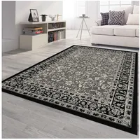 Vimoda Orient Teppich grau schwarz klassisch dicht gewebt mit