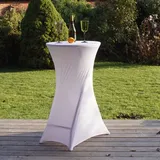 Baumarktplus Stehtisch mit weißer Husse klappbar Ø 60cm Bistrotisch Stehtisch Klapptisch wetterfest