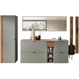 VOLEO Garderobe, Salbeigrün, Eiche Artisan, Holzwerkstoff, 7-teilig, 261x179x37 cm, Garderobe, Garderoben-Sets & B/H/T ca. 305,00x179,00x37,00