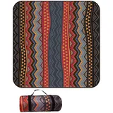 FANSU Strandmatte Outdoor Picknickdecke Böhmisch Wasserdicht Picknickdecke Stranddecke Sandfrei, Waschbare Stranddecke für Camping,Picknick,Strand (200x150cm,schwarz)