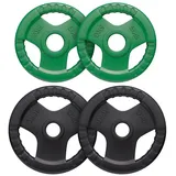 GORILLA SPORTS Hantelscheibe Hantelscheibe 50/51mm Olympia Gummi Gripper 1,25-25 KG, 30 kg, (2-tlg) grün|schwarz