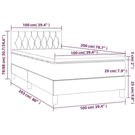 vidaXL Boxspringbett 100 x 200 cm Hellgrau