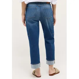 Angels Cargojeans "Liberta Cargo", Damen, Gr. 40, Länge 27, blau (mid blau used), Denim/Jeans, Obermaterial: 91% Baumwolle, 6% Polyester, 3% Elasthan, relaxed fit, Jeans, mit Umschlagsaum und Used-Effekten