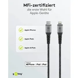 goobay USB-C auf Lightning 0,5 m Grau/Schwarz