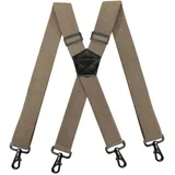 YYKSYDPT Hosenträger für Herren Hose mit sehr starken 4 Karabiner-Clips 38 mm breit Duty X Style verstellbare Hosenträger (Hellbraun) - Einheitsgröße