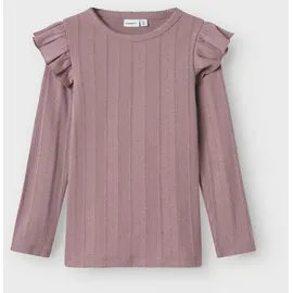 Name it Mini Name It Longtop NMFJULIA LS SLIM TOP NOOS mit tollem Volant an der Schulter und im süßen Ajourstrick-Design lila 110 EU