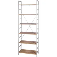 eSituro Standregal Bücherregal Metallregal Küchenregal Treppenregal Leiterregal Stufenregal Aufbewahrungregal 6 Ablagen Metall+MDF 60x28x180CM SSTR0046