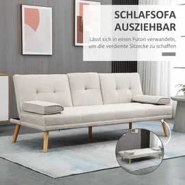 Homcom Schlafsofa Leinenoptik 3-Sitzer Grau/Beige
