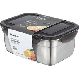 Lock & Lock Vorratsdose Edelstahl 1,1 l mit schwarzem Deckel
