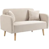 Homcom 2 Sitzer Sofa, Couch mit 2 Wurfkissen, gepolsterter