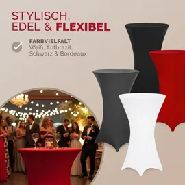 DEUBA Detex® Stehtischhusse Rot 60-65cm Verstärkter Fußbereich 30°C Waschbar Stehtisch Hussen Stretch Überzug Bezug Ø60 cm / bordeaux
