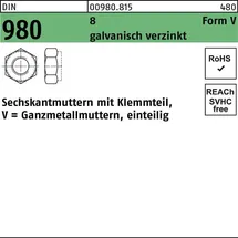 F. REYHER Nchfg. GmbH & Co. KG Sechskantmutter DIN 980 12 8 galvanisch verzinkt 100 Stück