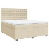 vidaXL Boxspringbett mit Matratze Creme 200x200 cm Stoff