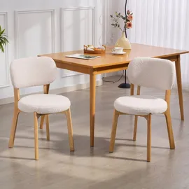 Homcom Esszimmerstuhl Polyester Creme 2er Set