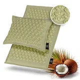 OMNANA® CACTUSXTM Akupressurmatte mit Kissen – Kokosfaserfüllung & Leinen-Bezug – Nachhaltige Massage Matte zur Entspannung & Durchblutungsförderung – Yoga Nagelmatte für Stressabbau & Rückenschmerzen