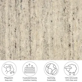 THEKO Pure Uni, rechteckig 14 mm Höhe Handwebteppich, meliert, reine Wolle, handgewebt