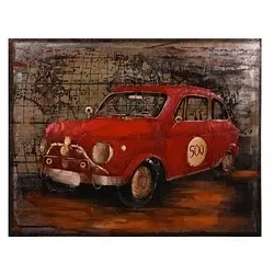 Garden Pleasure Wandbild 3D rotes Auto, Metall