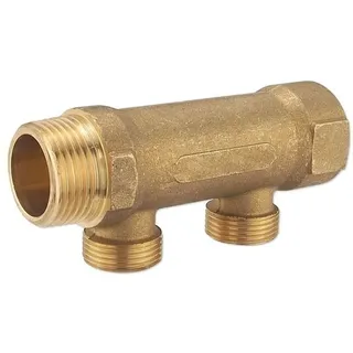 Ntm Messing-verteiler 1''ig x 1''ag - 2 Abgänge Eurokonus 3/4''ag