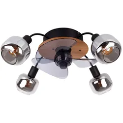 Deckenventilator Deckenleuchte Lüfter Fernbedienung 4x E14 Glas rauch schwarz