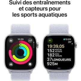Apple Watch Series 10 GPS 46 mm Aluminiumgehäuse silber Sport Loop blaue Wolke