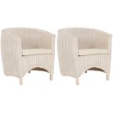 Set/2  Rattan-Sessel Club Wohnzimmersessel Clubsessel Lounge Sessel Vintage Weiß