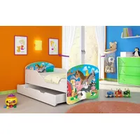 Luxusbetten24 Kinderbett Luna mit Stauraum und verschiedenen Motiven 140x70 Farm