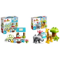 LEGO DUPLO Zuhause auf Rädern, Spielzeugauto mit großen Steinen & DUPLO Wilde Tiere Afrikas, Lernspielzeug für Jungen und Mädchen ab 2 Jahre