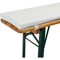 TexDeko Bierbankauflage gepolstert 220x25x4cm XL Bankauflage waschbar mit Reißverschluss zum selber aufziehen (Weiß Kunstleder)