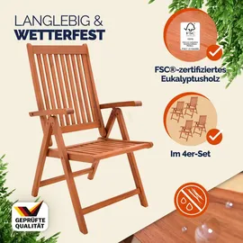CASARIA Vanamo Gartenstuhl 55 x 70 x 106 cm Braun 4 St.
