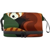 Tragbare Kosmetiktasche Roter Panda Reisekosmetiktasche Leder Makeup Kosmetikkoffer Wasserdicht