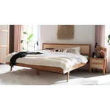 Home Affaire Bett Hällevik Doppelbett, Massivholzbett, OTTOs Choice, Massive FSC®-zertifizierte Eiche geölt, Kopfteil mit Wiener Geflecht beige 200 cm x 210 cm x 94 cm