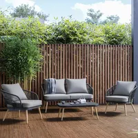 Obi Lounge-Set Gartenlounge Gartenset Set Edna 4-teilig Seilbespannung Anthrazit