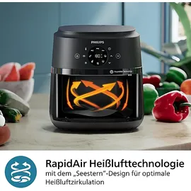 Philips 2000 Series Airfryer NA221/00 schwarz/silber 4,2 L mit Sichtfenster