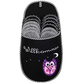 Onvaya ONVAYA® ABS Gästepantoffel | Eule | schwarz | 6er Set | Antirutsch Sohle | Hausschuhe | Filzpantoffel | 36-45 | verschiedene Farben | - Schwarz