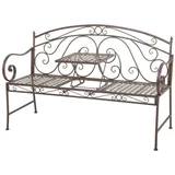 Gartenbank Schmiedeeisen braun m. hochklappbarem Tisch Eisenbank Sitzbank Bank