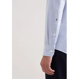Seidensticker Businesshemd SEIDENSTICKER, Herren, Gr. L (42), normale Ärmellängen, blau, 100% Baumwolle, gestreift, slim fit, 2-Knopf-Manschette, Hemden, Slim 1/1 Kentkragen Gestreift