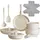 Tectake Genua Topf-Set 16-tlg. 2 x Kochtopf + 2 x Glasdeckel + 2 x Silikonabdeckungen + 2 x Küchenwerkzeuge + 3 x Topfschoner