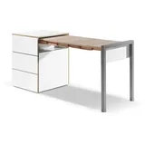 Ausziehtisch Alwin’s Space Box Tischplatte HPL Platinum Vintage Eiche braun, Designer Country Living, 74x60/110x60 cm