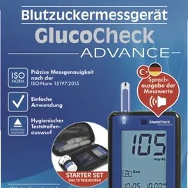 Testamed GlucoCheck Advance Blutzuckermessgerät mg/dl inkl. Teststreifen