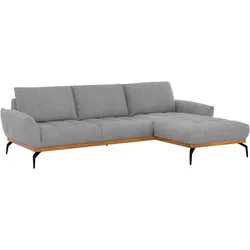 Ecksofa EXXPO - SOFA FASHION "NICEA, erstklassiger Komfort, tolle Details, Holzsockel in eiche geölt", grau, B:264cm H:87cm T:171cm, Sofas, In hochwertiger Verarbeitung und ergonomische Sitzposition