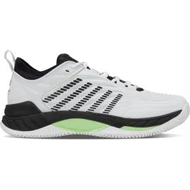 K-Swiss Hypercourt Supreme 2 Clay Tennis Shoe, White/Black/Soft Neon Green, 47 EU