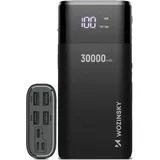 WOZINSKY Powerbank 30000mAh 4 x USB mit LCD-Display schwarz