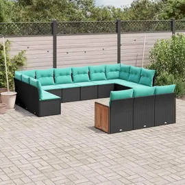 vidaXL Gartensofa-Set 13-tlg. schwarz