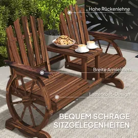 Outsunny Gartenbank 154 x 65 x 102 cm Verkohlt