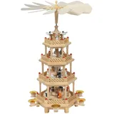 OBC Weihnachtspyramide/rot/Pyramide Weihnachten / 4 Etagen/im Kunsthandwerks-Stil, handgefertigt/Deko zu Weihnachten