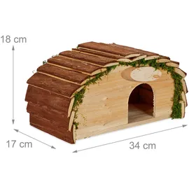 Relaxdays Igelhaus, Holz & Moos, Igelhotel mit Boden, Winterquartier für Igel, Garten, HxBxT: 18 x 34 x 17 cm, Natur