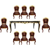 Pompöös by Casa Padrino Barock Luxus Esszimmer Set - Pompööser Barock Esstisch mit Glasplatte und 8 Stühlen mit Glitzersteinen designed by Har...