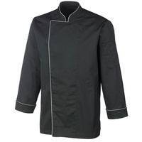 METRO Professional Herren-Kochjacke, langärmlig, Größe XL, schwarz mit grauer Paspelierung